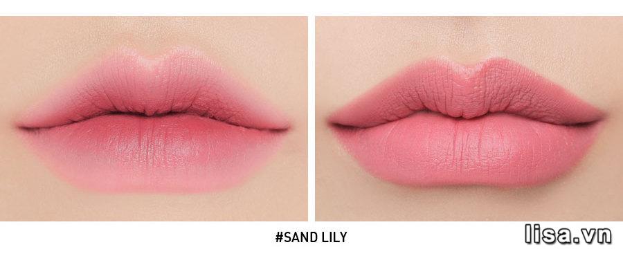 3CE Slim #Sand Lily khi đánh lòng môi và full môi