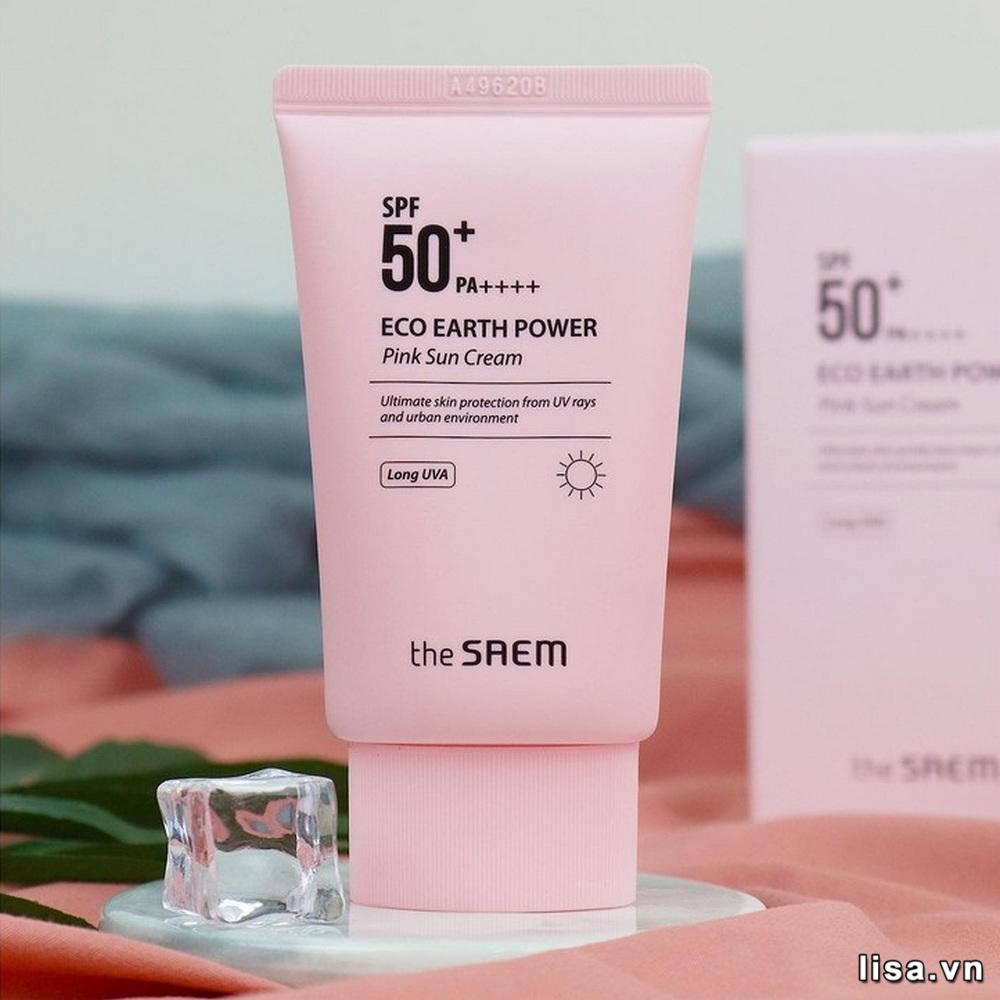 Kem chá»‘ng náº¯ng The SAEM Eco Earth Power Pink SPF 50+ PA++++