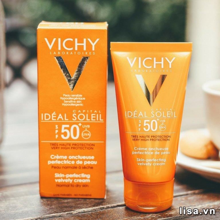 Vichy Ideal Soleil SPF 50 Mattifying Face Fluid Dry Touch không gây nhờn rít khó chịu khi sử dụng