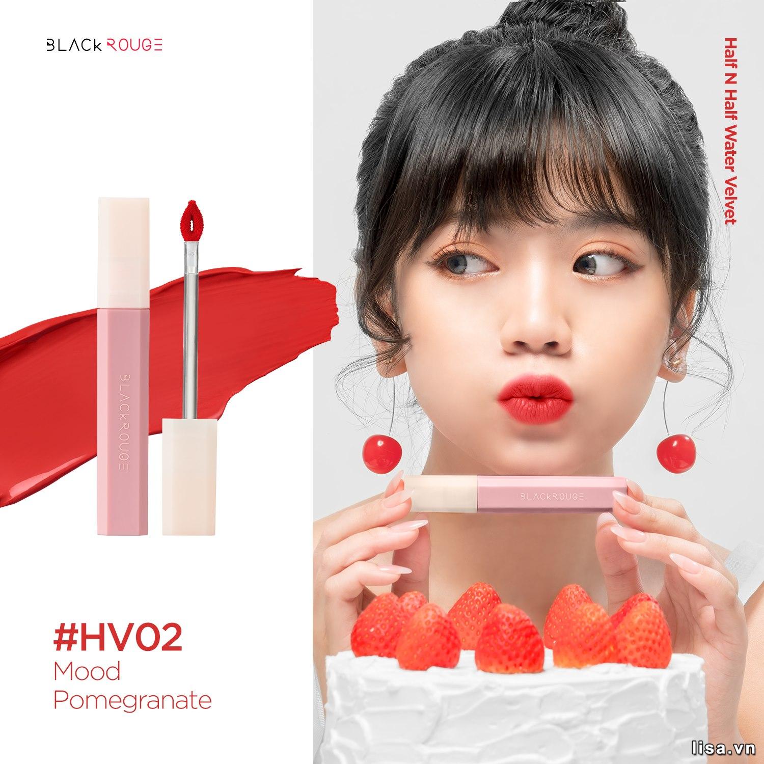 Son Black Rouge Half N Half Màu HV02 Mood Pomegranate