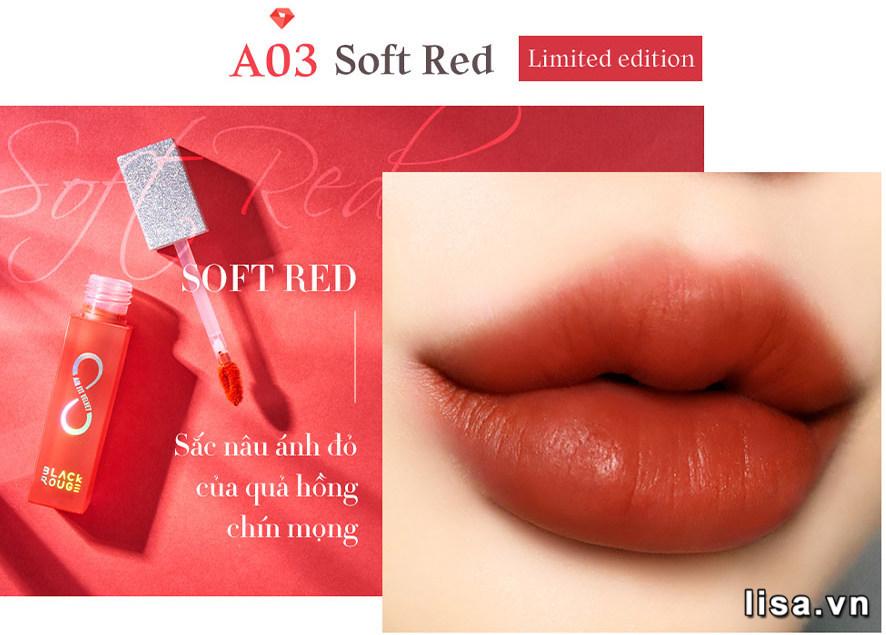 Son Black Rouge Air Fit Velvet Tint Ver 8 Màu A03 The Crystal Soft Red